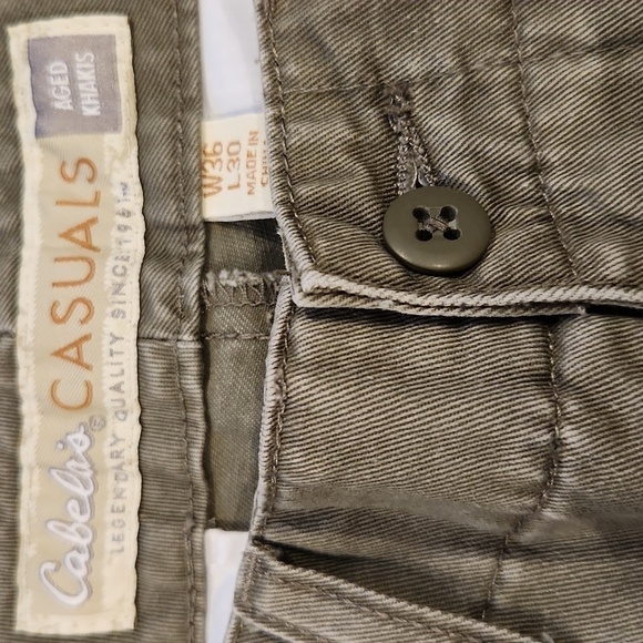 Cabela's Casuals Olive Green 36×30 Aged Khakis Pants - Picture 6 of 9